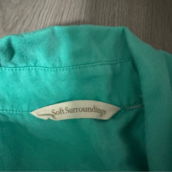 Soft Surroundings Washed Tencel Asymmetric Button Roll Tab Sleeve Tunic Top Sz L - Picture 6 of 9